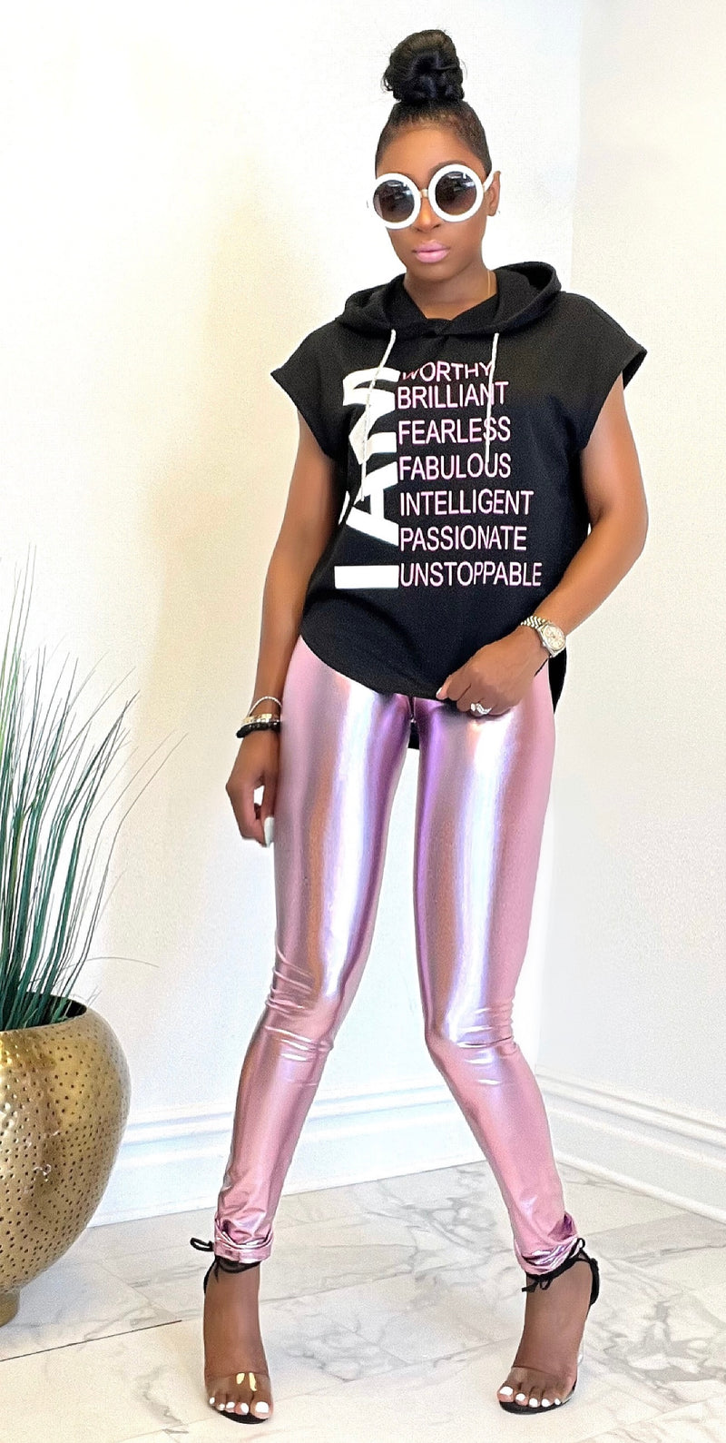 Girls Wet Look Outfit Crop Top and Leggings New Metallic Black Shiny  Stretch Set | eBay