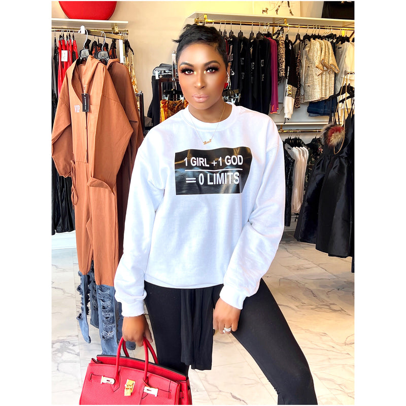 1 GIRL  + 1 GOD = 0 LIMITS | SWEATSHIRT (SIZE S-2XL)
